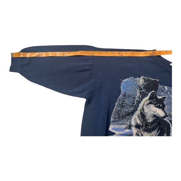 Vintage Keep It Simple Wolf Snow Nature Thin Boxy Light Sweatshirt Navy Blue M - Picture 10 of 10